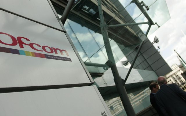 Ofcom Office of Communications sign outside a glass building in London