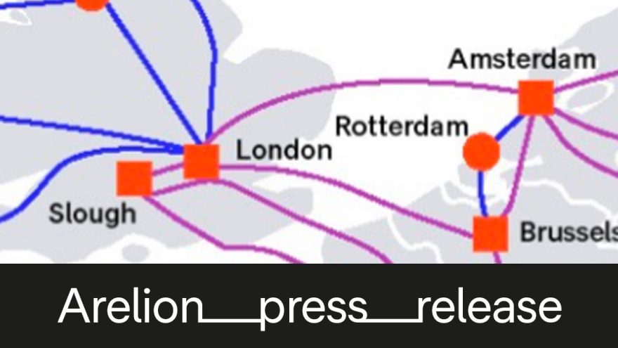 A network route map of north-west Europe marking London, Slough, Amsterdam, Rotterdam and Brussels